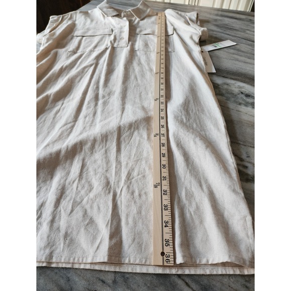 NWT Calvin Klein Linen Blend Shirt Dress Tan Size 8 Button Front Pocketed Casual - Picture 11 of 11